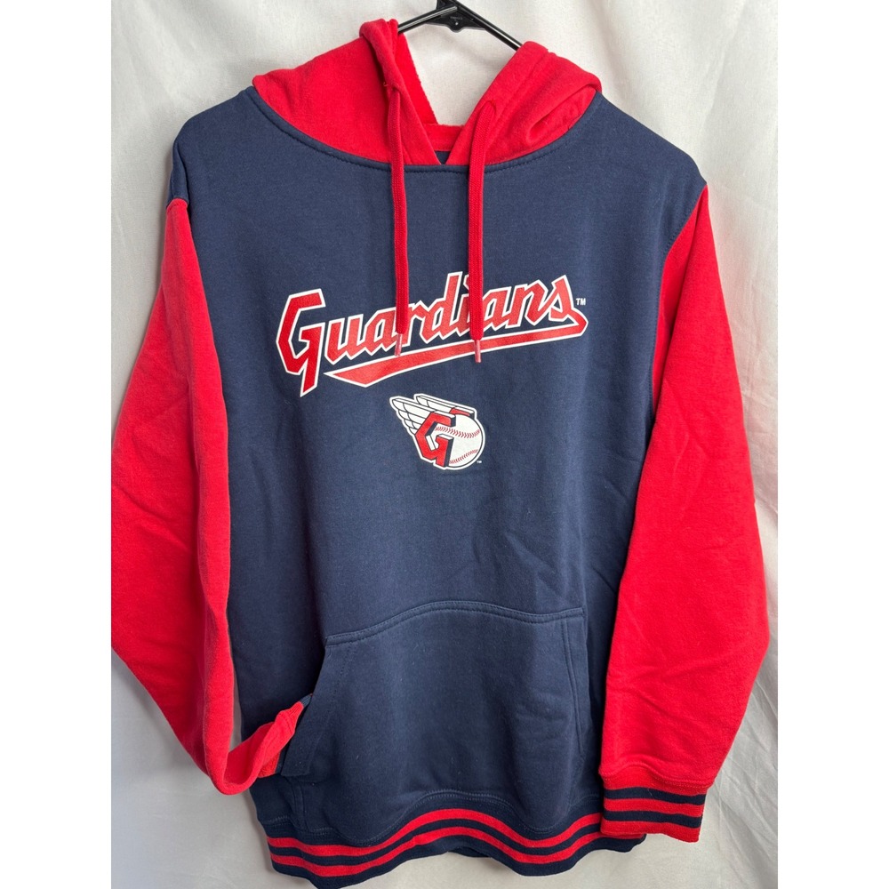Cleveland Guardians MLB Hoodie Stitches Navy Red Colorblock Sweatshirt